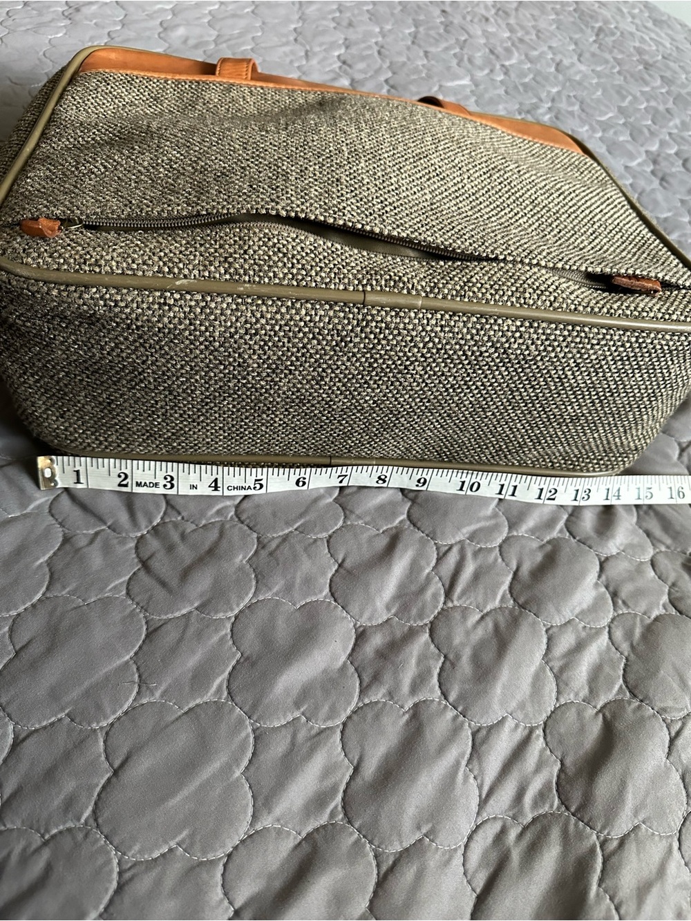 Vintage Travel Set Garment Bag & Carry Case in Brown Tweed with Leather Trim EUC - Picture 9 of 14